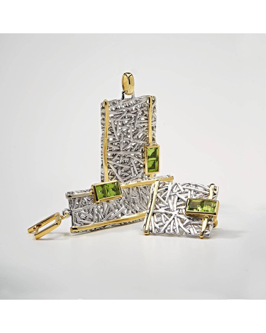 German Kabirski Metallic Verina Peridot Earrings
