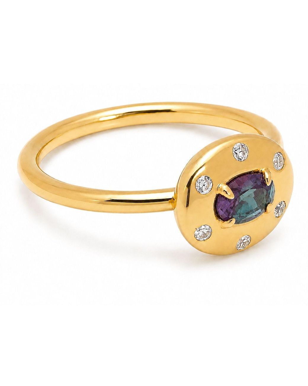 Belinda Jewelz Metallic Alexandrite Oval Birthstone & Accent Stone Ring