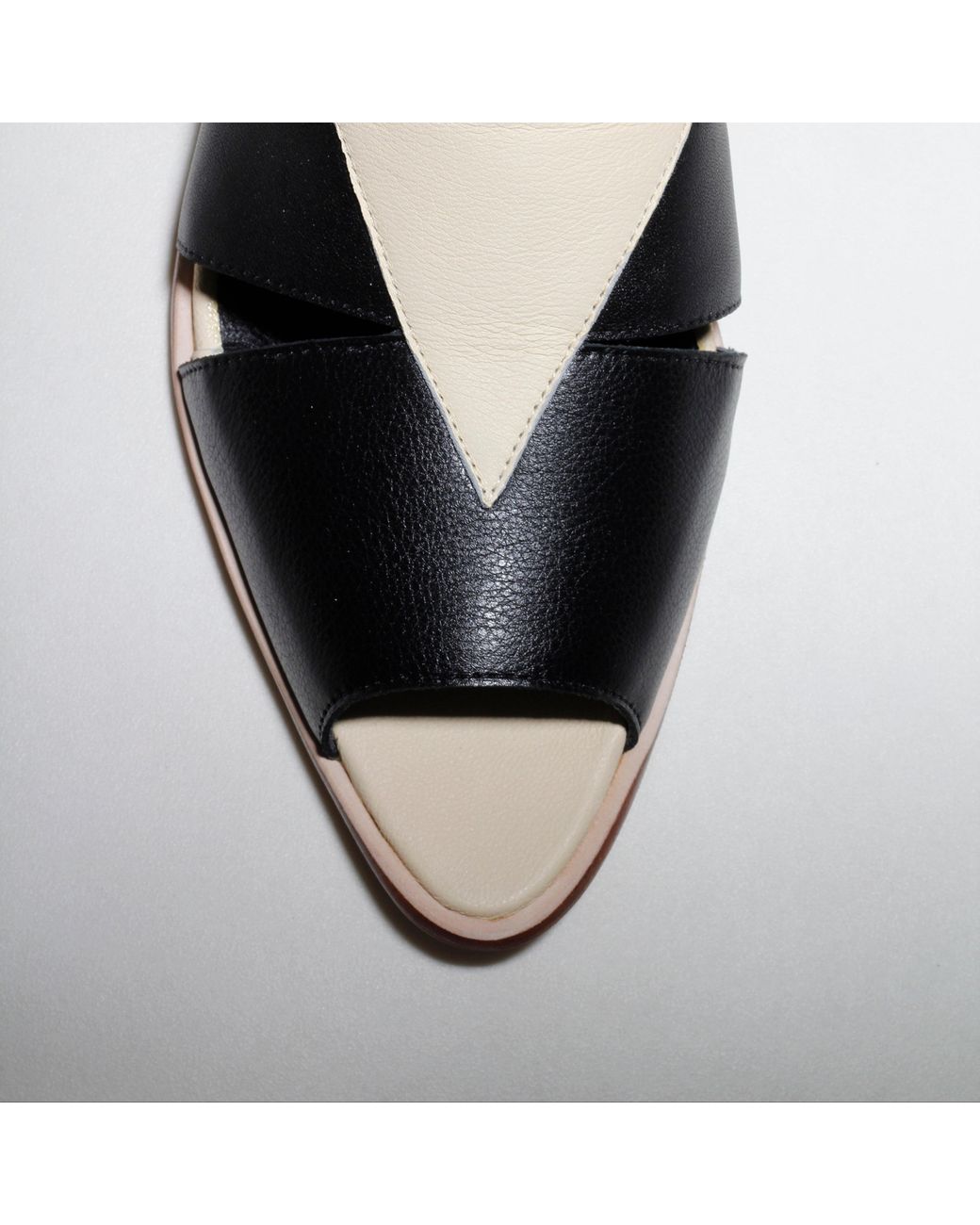 Mafalda Black Agatha Two-Tone Peep-Toe Sandals