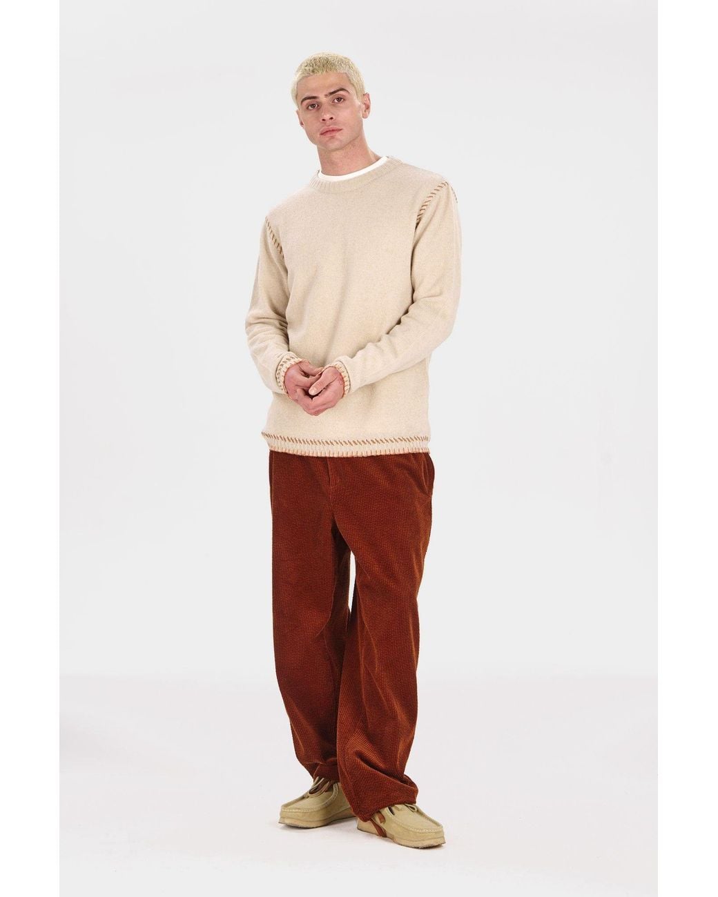 Komodo Red Wayne Organic Cotton Cord Trousers for men