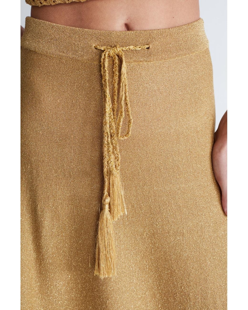 Peraluna Natural Marilyn Glittery Maxi Knit Skirt
