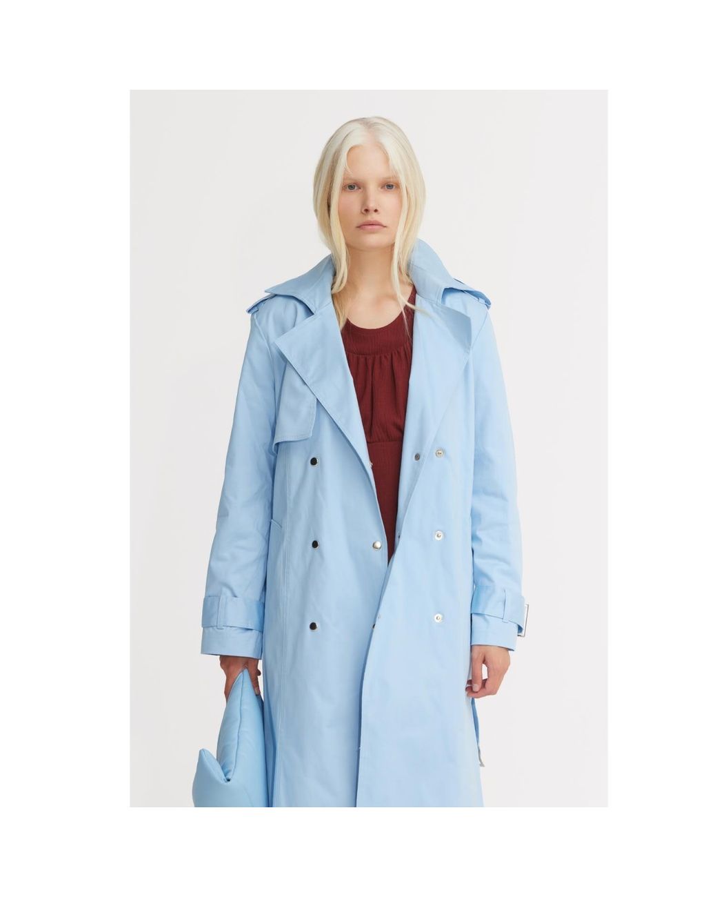Julia Allert Blue Belted Classic Longline Trench Coat – Light