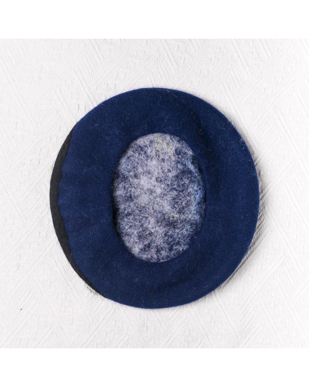 Heartfelt Layers Blue Aurora Forest Hand Felted Wool Beret