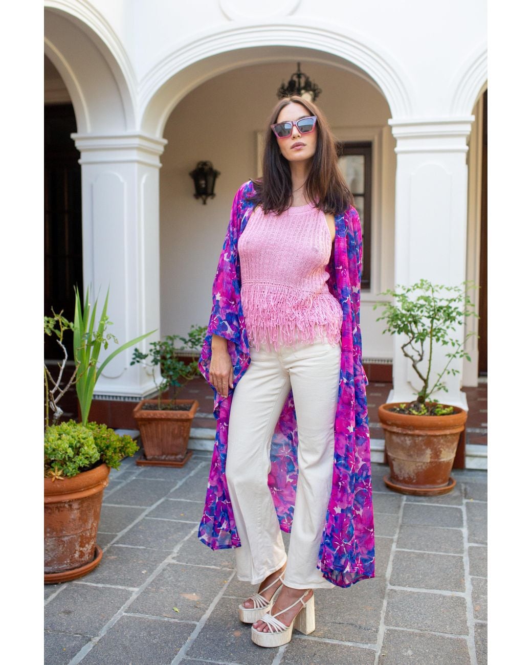 Jennafer Grace Purple Cassandre Watercolor Kimono
