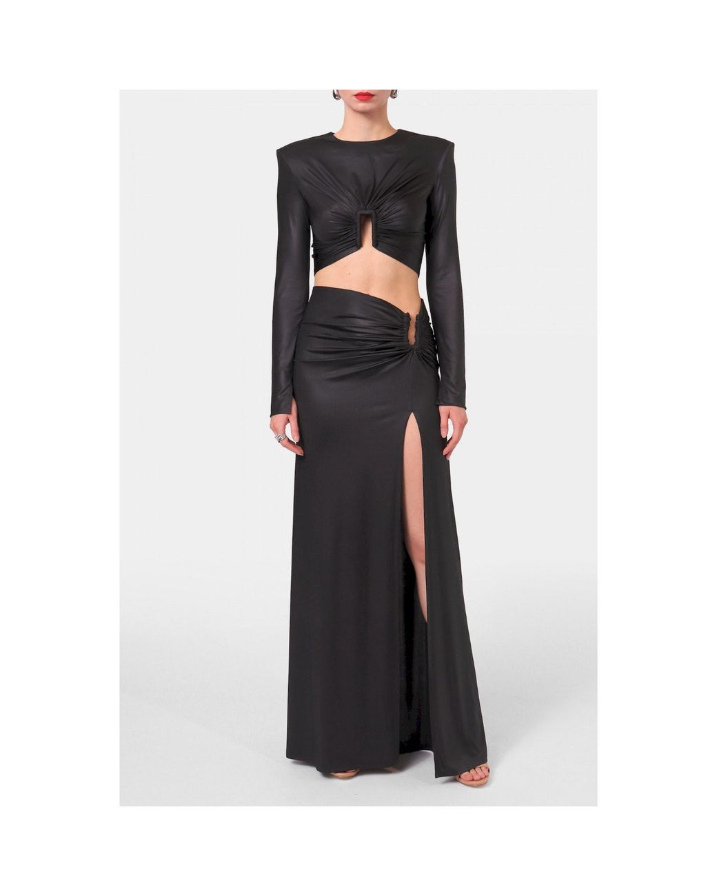 AGGI by HALEWSKI Black Meg Pearl Crop Top