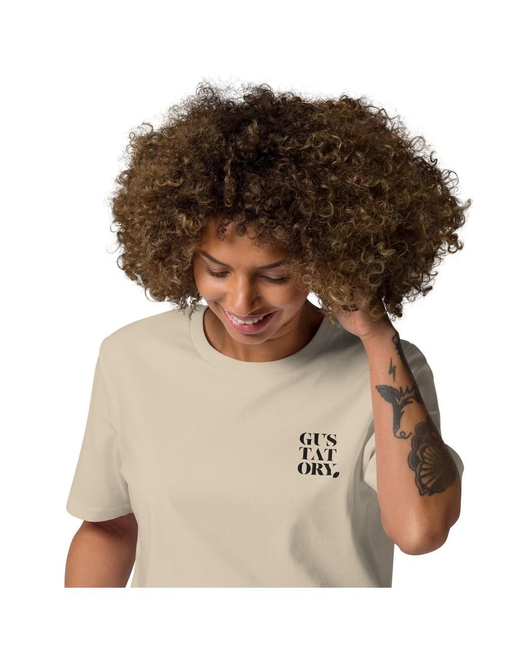 Anchor and Crew Natural Neutrals Desert Dust Gustatory New York Coffee Scene Organic Cotton Embroidered T-Shirt