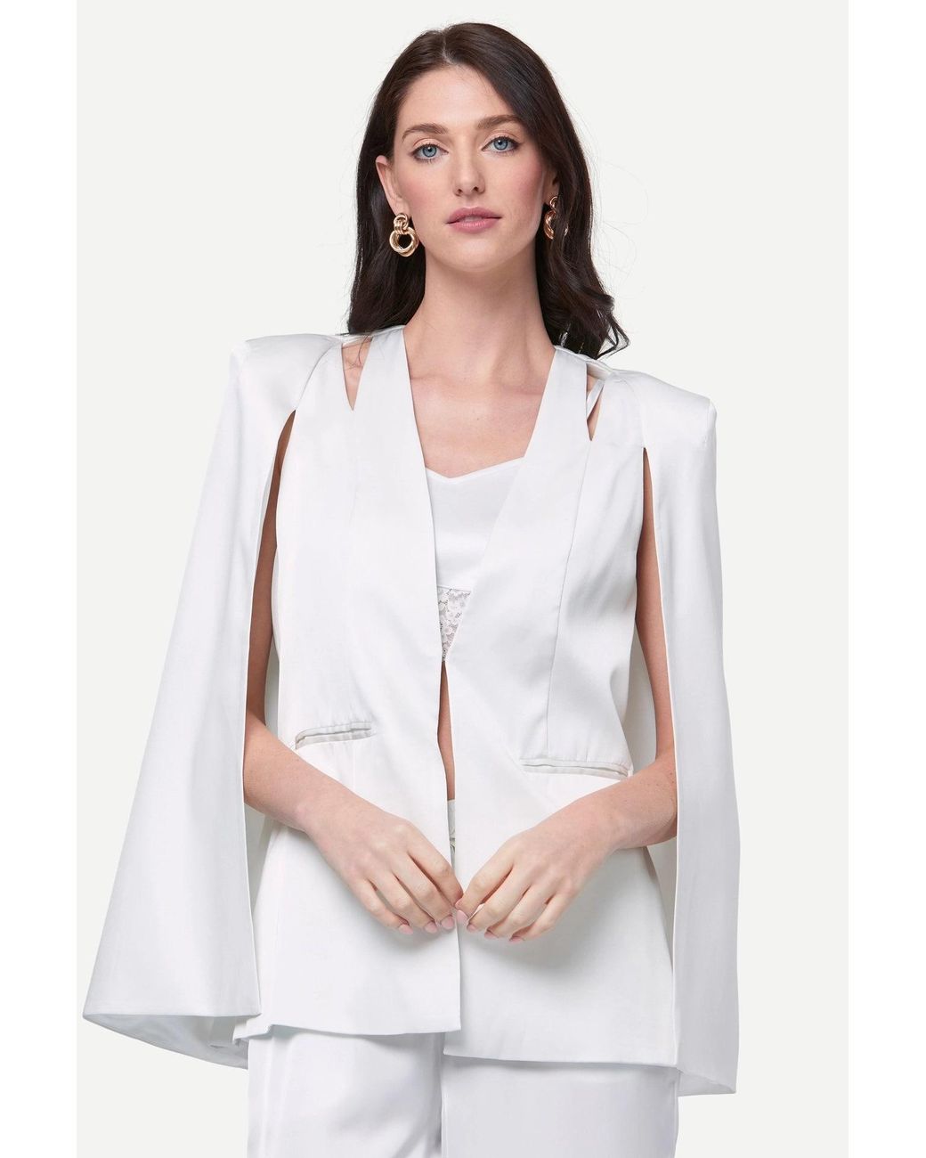 Zafur White Medinah Cape Blazer