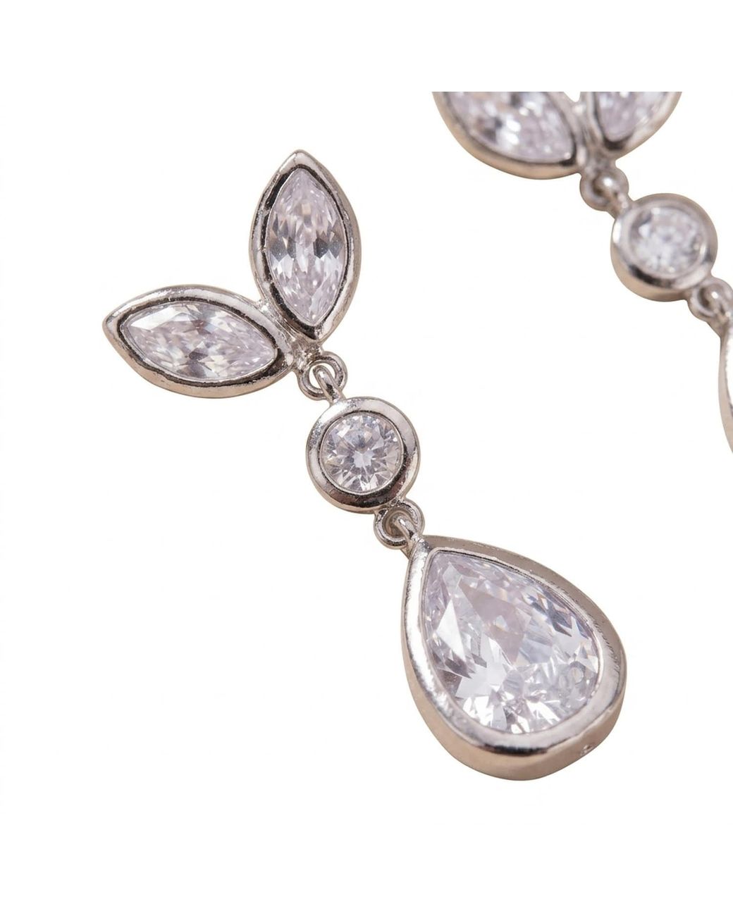 Modenaire Pink Crystal Drop Earrings With Leaf-Inspired Design