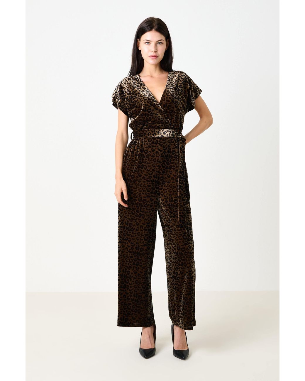 Louche Black Neutrals Tiffany Velvet Roar Jumpsuit
