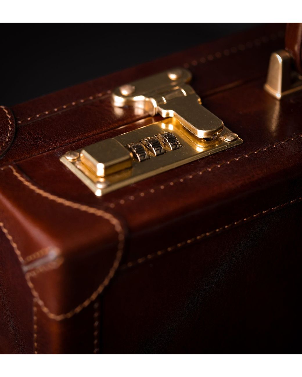 Time Resistance Brown Leather Large Attaché Case Briefcase for men