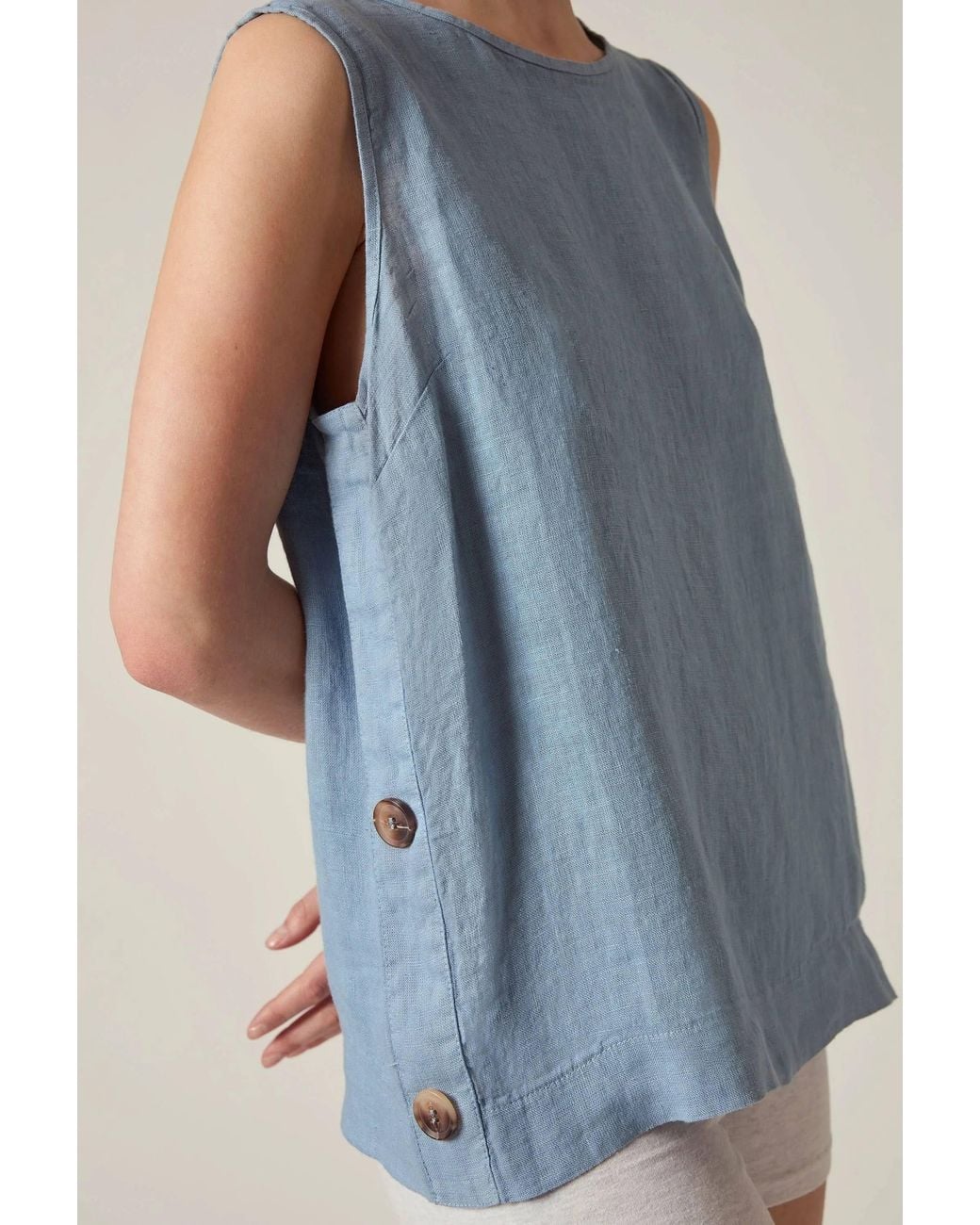 James Lakeland Blue Denim Linen Sleeveless Top
