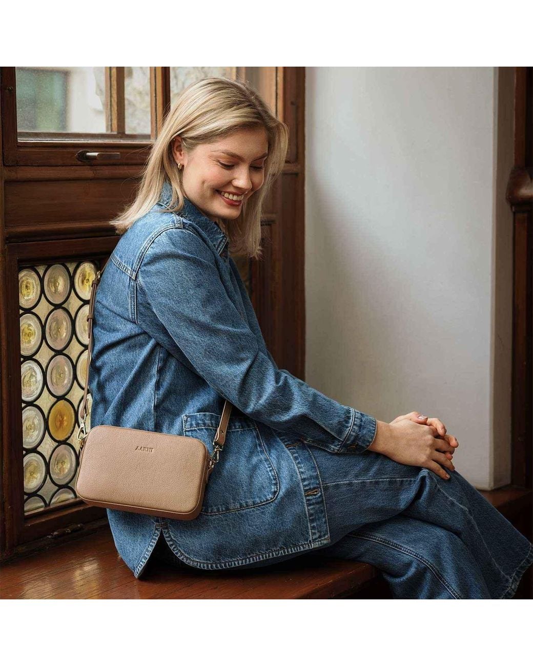 Aarni Brown Crossbody Bag, Sand