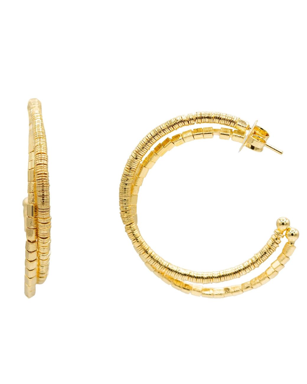 Marcia Moran Metallic Inaz Beaded Hoop Earrings