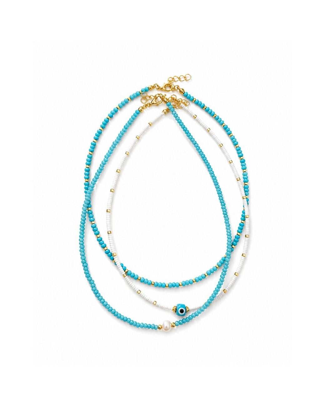 Nuvv Collection Blue Evil Eye Beaded Necklace
