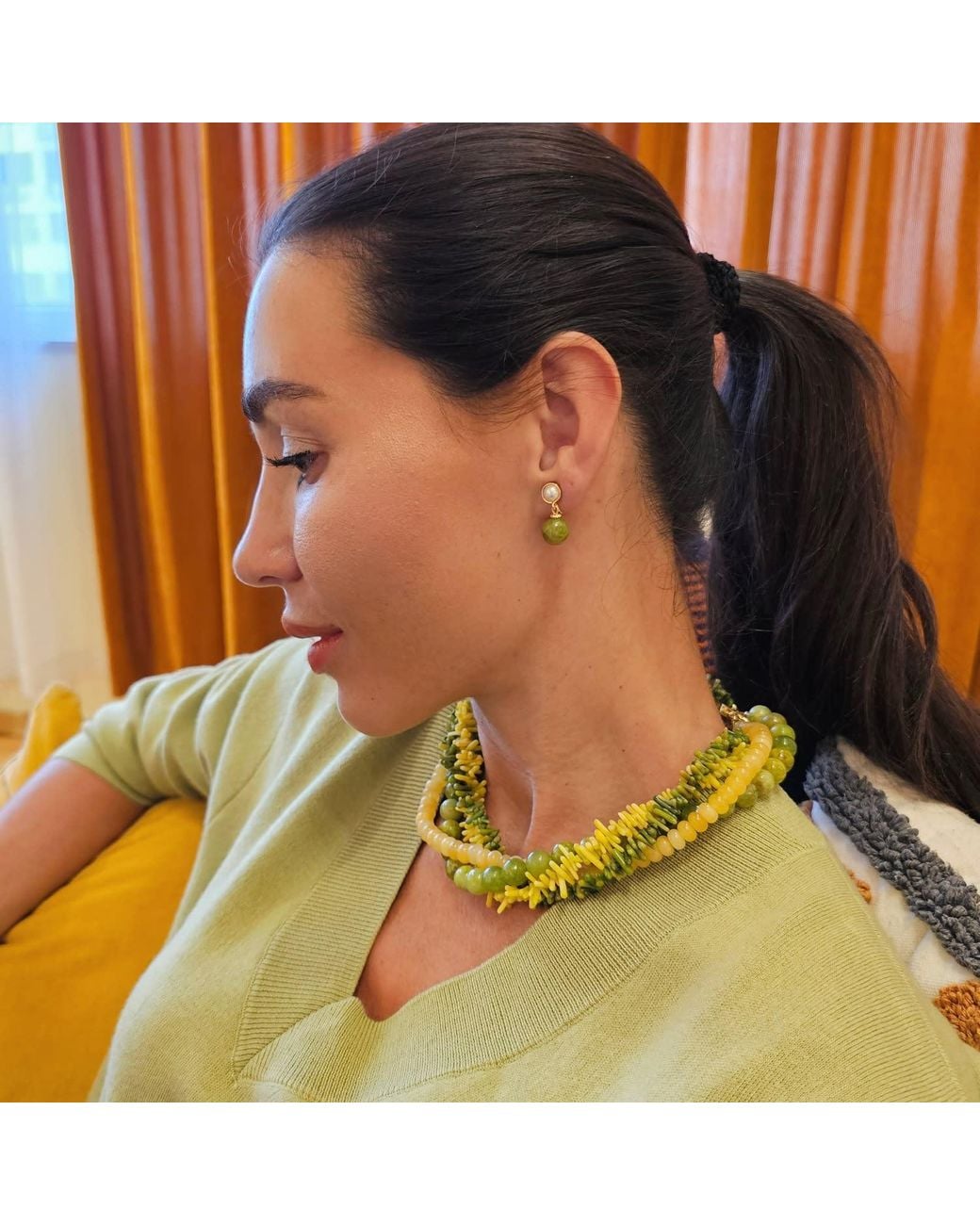 Farra Yellow Artistic And Gemstone Multi-Layer Chunky Necklace