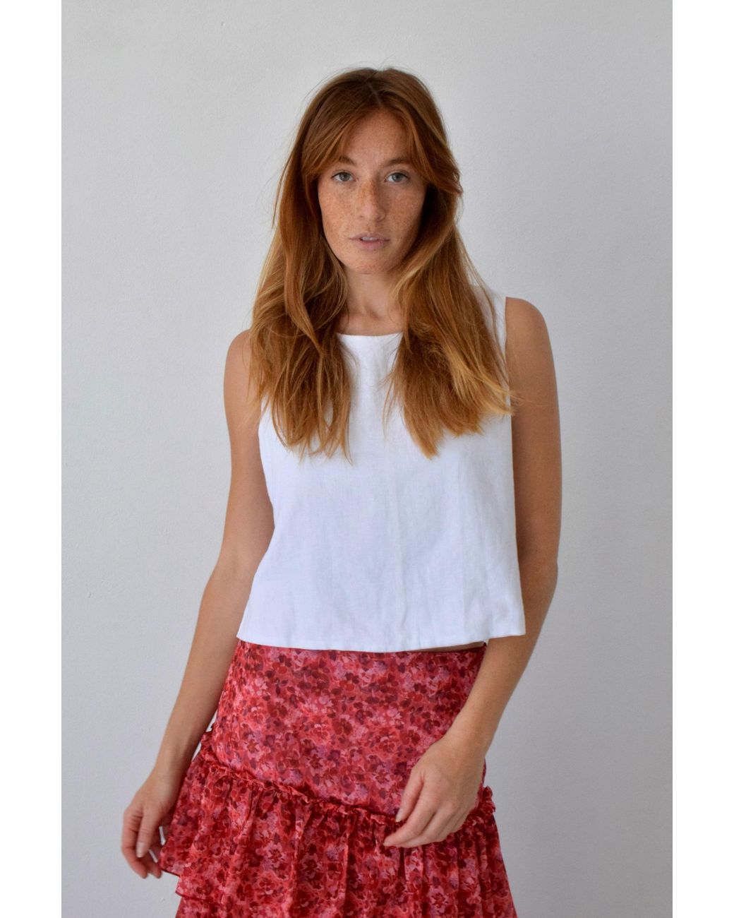 Mind Traveler White Claudia Linen Top