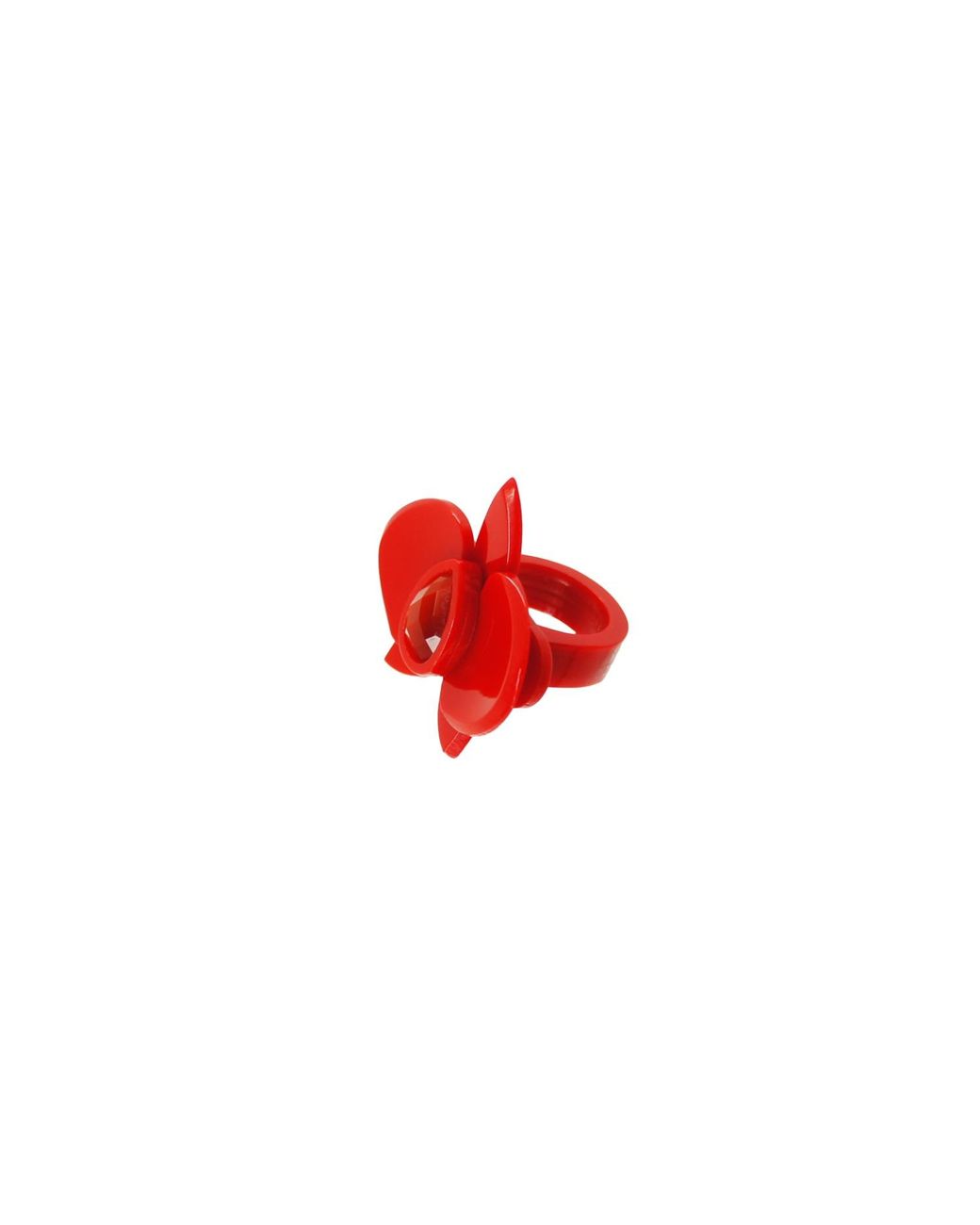 Gissa Bicalho Red Acrylic Handmade Ring Orchid