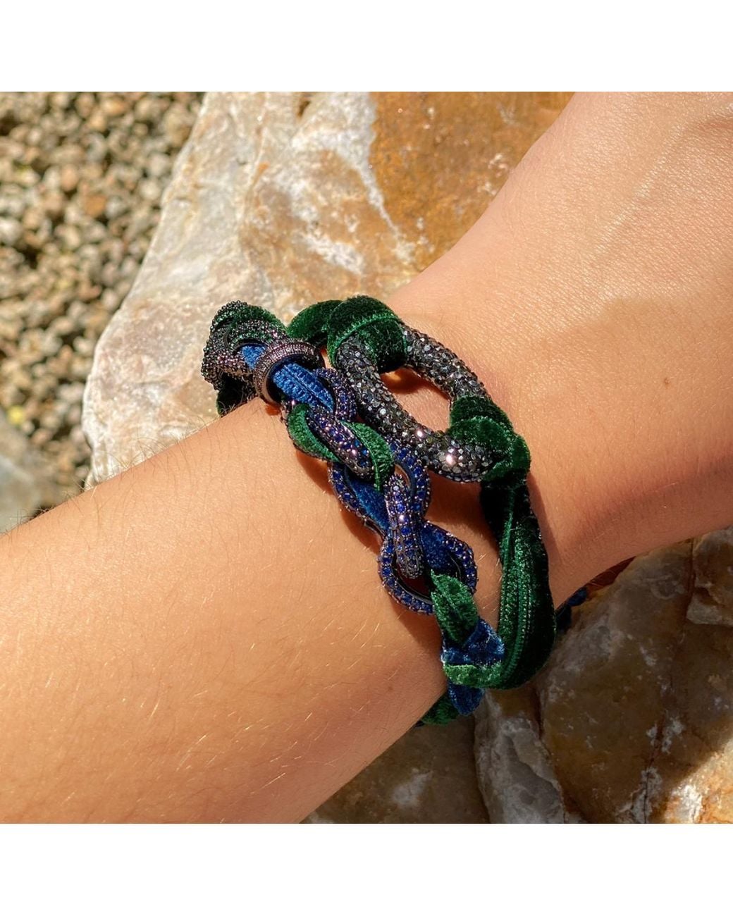 Persia Dona Jewelry Blue Midnight Emerald Velvet Bracelet
