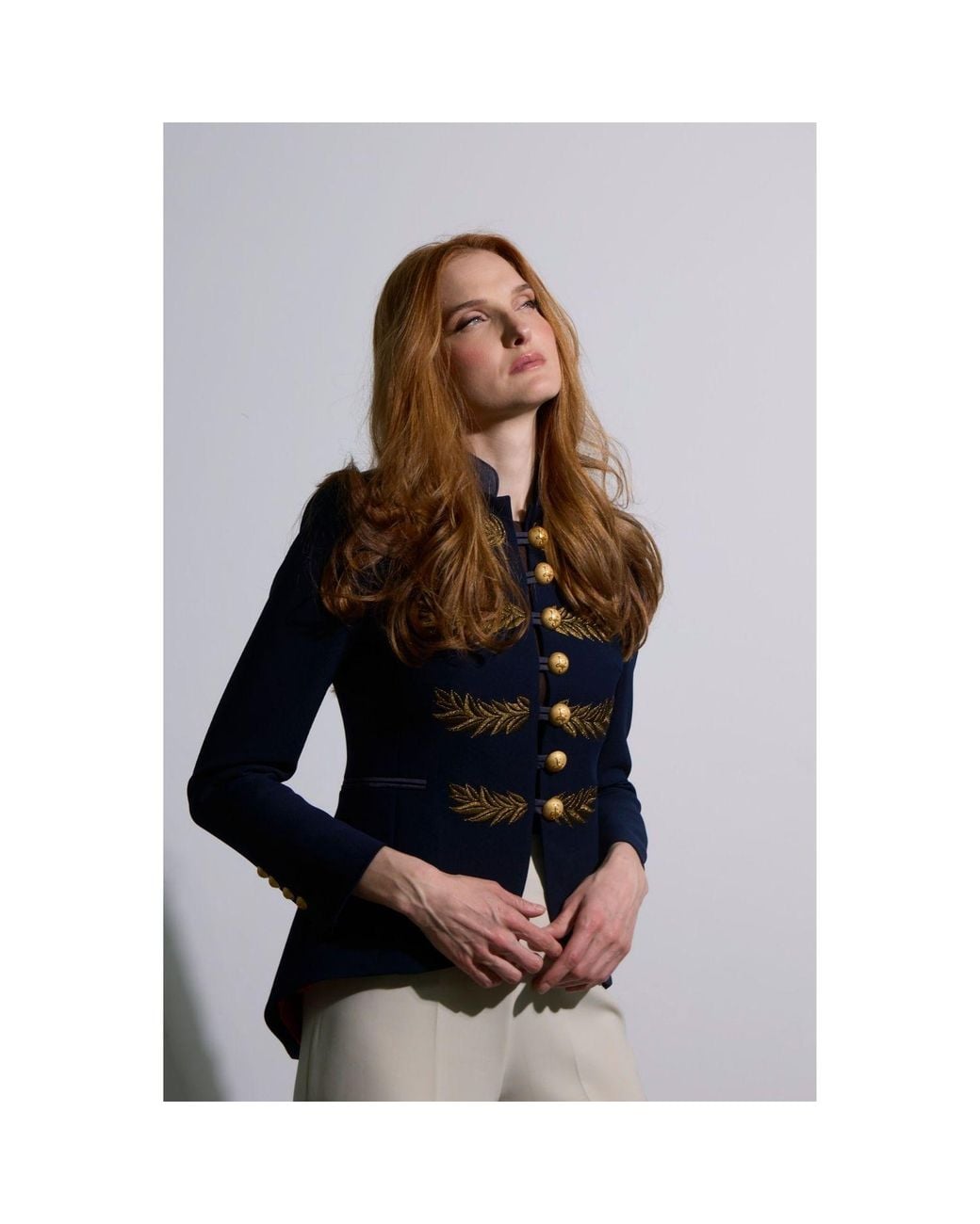 The Extreme Collection Blue Embroidered Blazer Renata Love