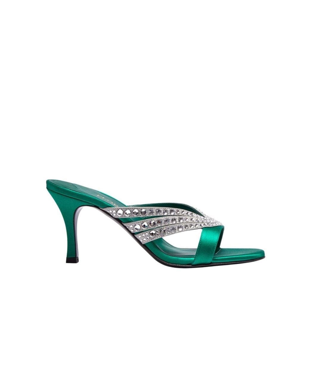 Florrie Green Roro 75Mm Crystal And Satin Mule Billiard