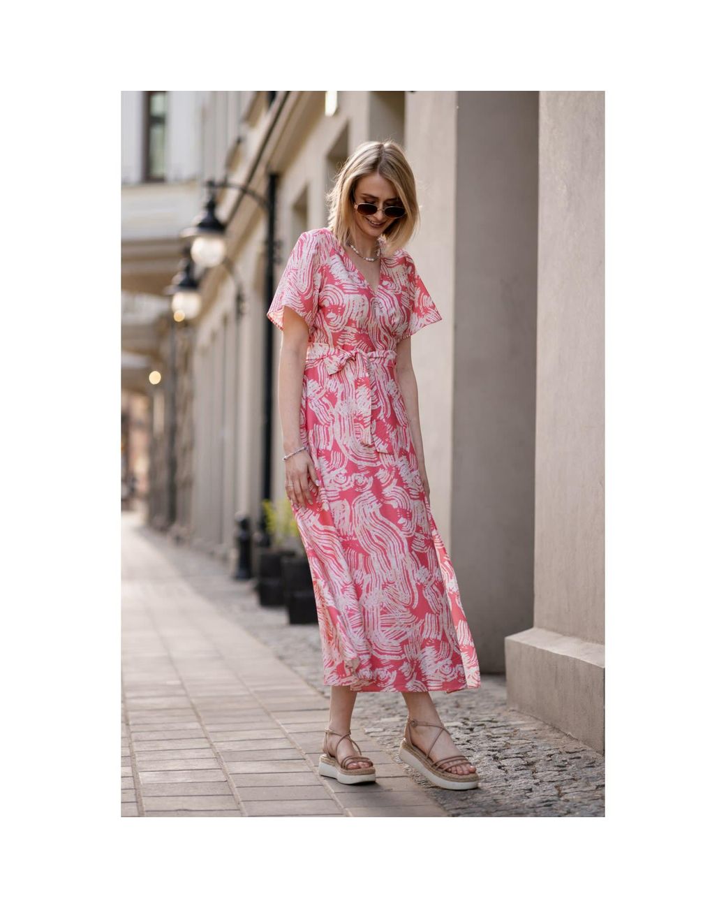 Oh!Zuza Pink Neutrals Echo Viscose Wrap Dress With Pockets