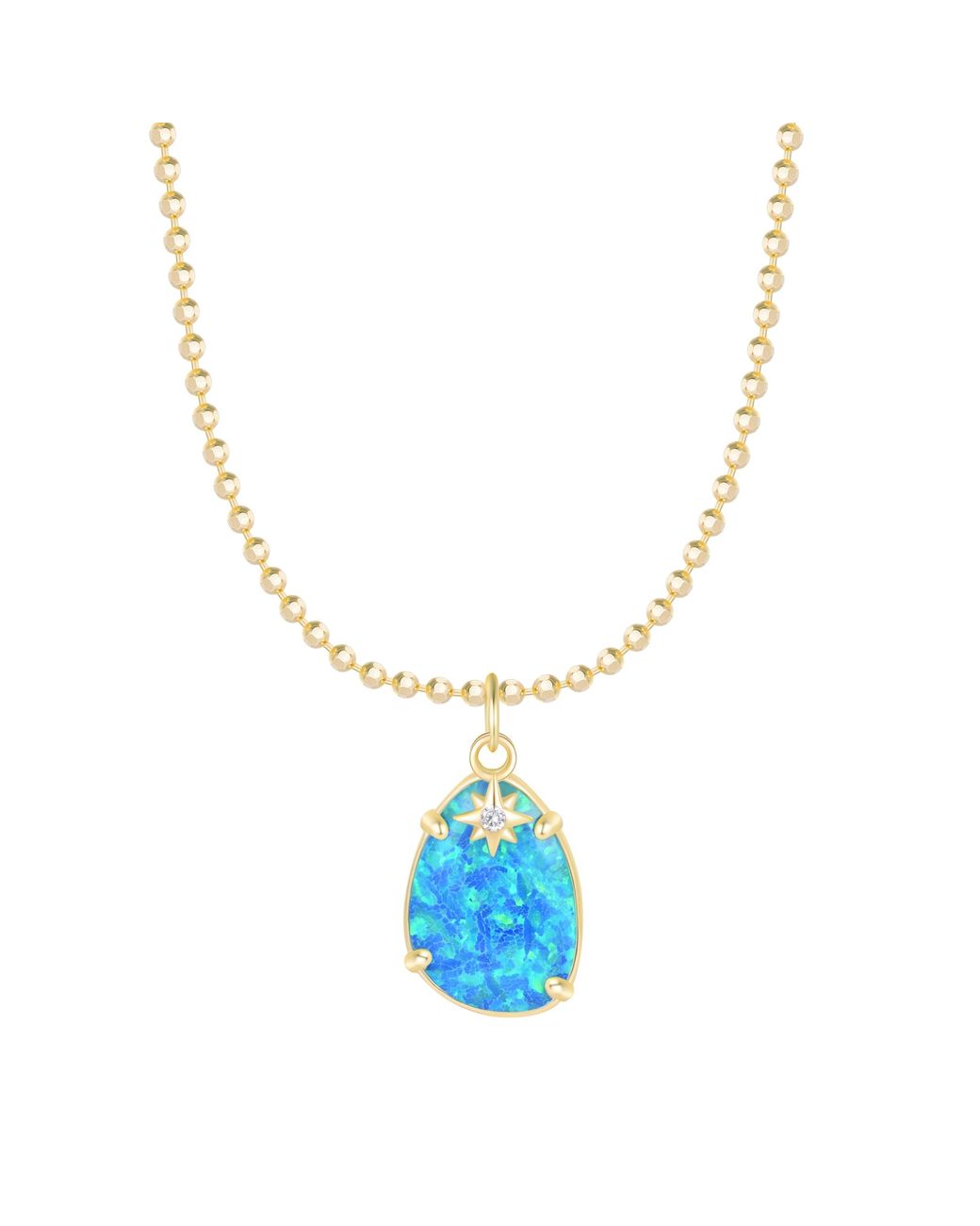 KAMARIA Metallic Stella Opal Pendant Necklace With Star Charm