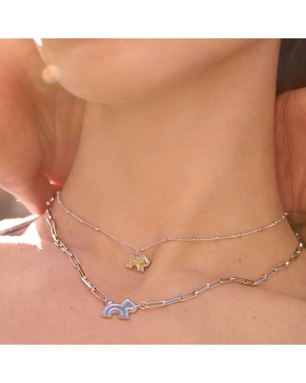 Cloud Haven Metallic Paperclip Chain Logo Necklace