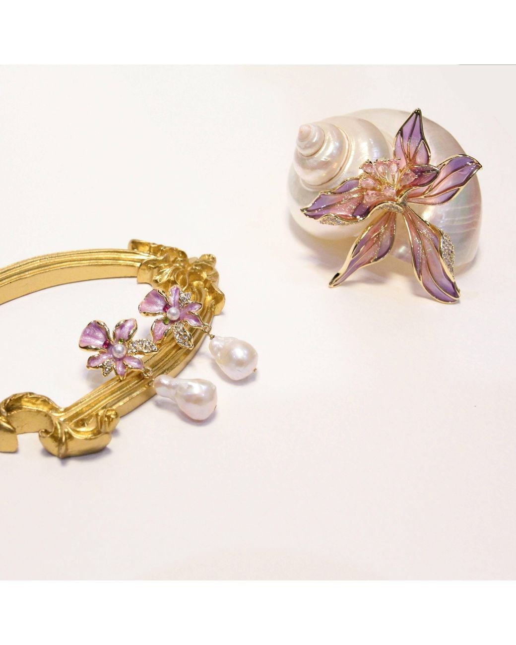 Ninemoo Pink Iris Bloom Earrings