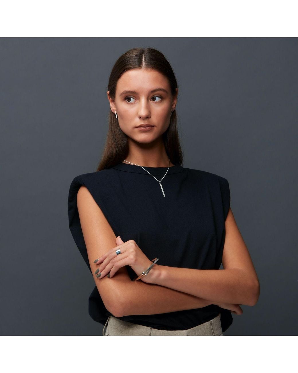 Edge Only White Bar Earrings Sterling
