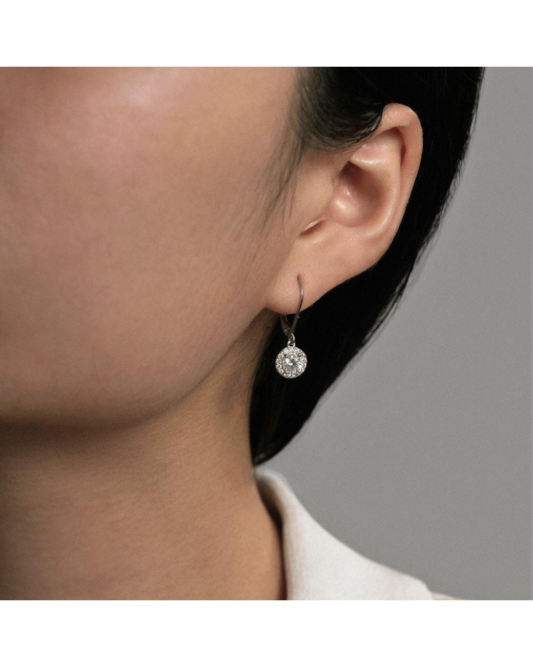 Diamonbliss Metallic Leverback Drop Halo Earrings, One Carat