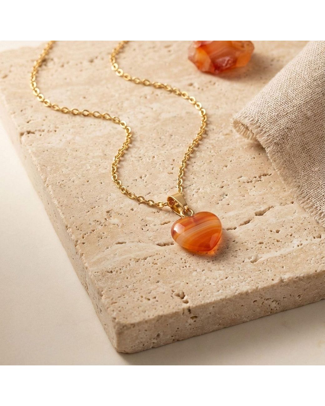 Ziolla Designs White Amber Heart Pendant Necklace