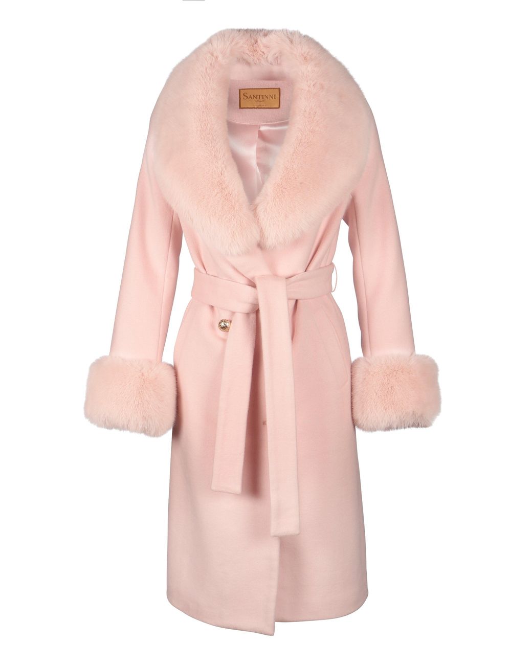 Santinni Pink 'Marlene' 100% Cashmere & Wool Coat