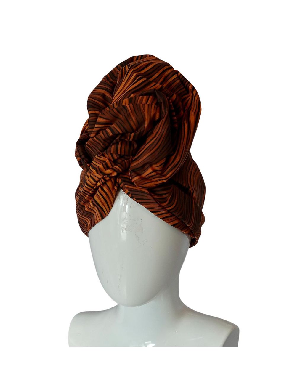 Romer Millinery Brown Neutrals Twisturban Turban Auburn Waves Faux Coiffure