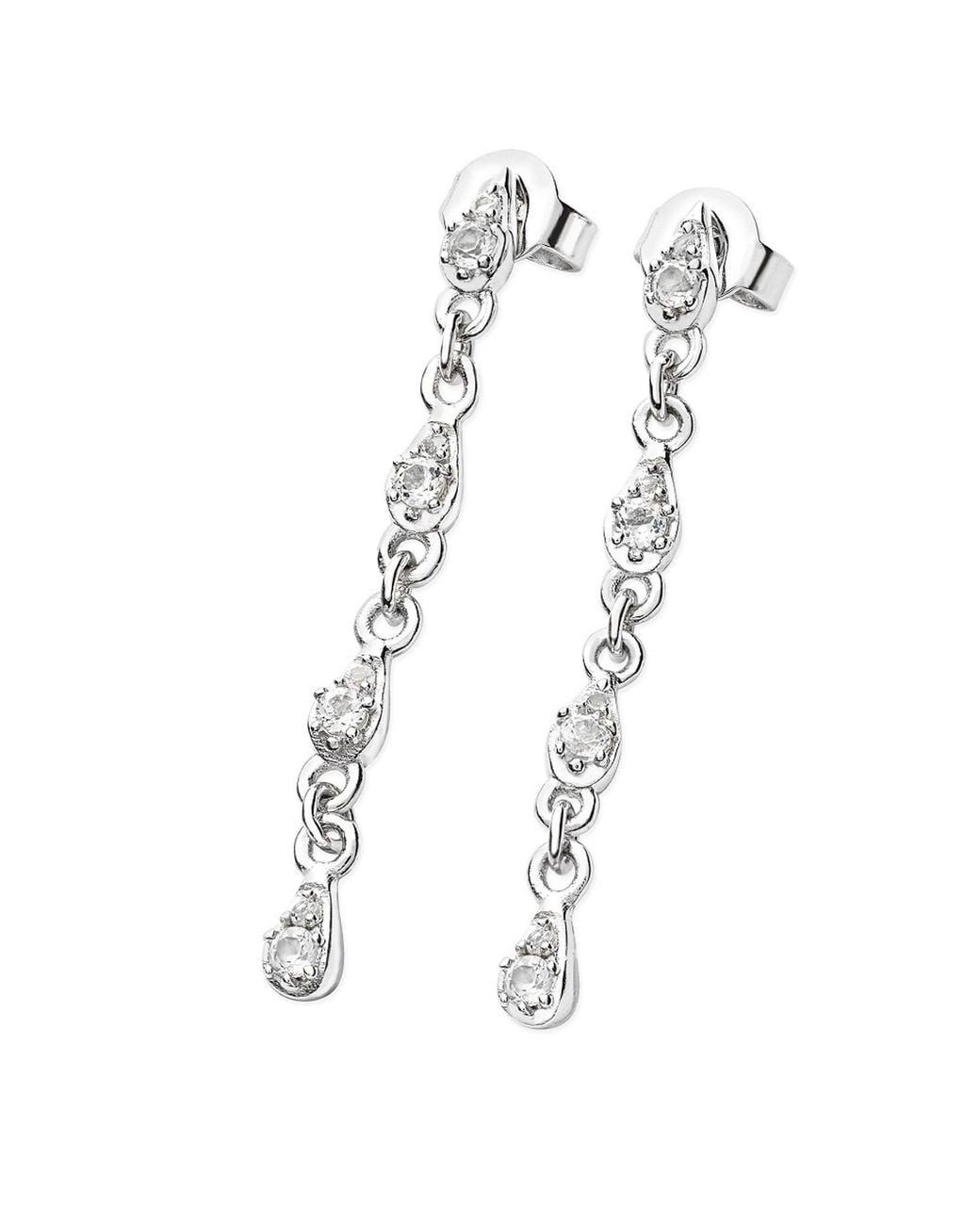 Lucy Quartermaine Metallic Solid Sterling Skinny Drip Drop Earrings With Topaz