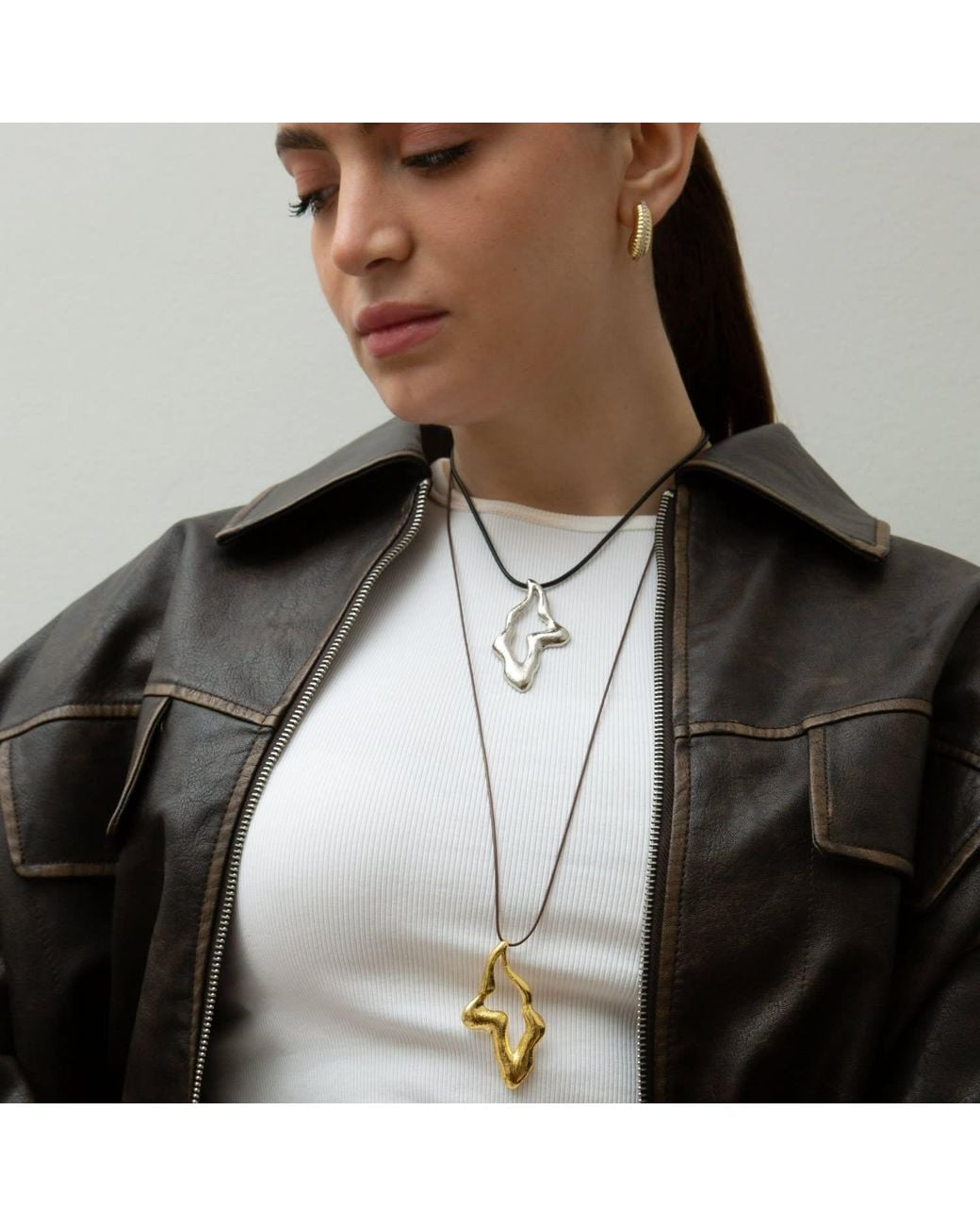 Eyeconic by Samar Ajram Metallic Ivy Leather Necklace