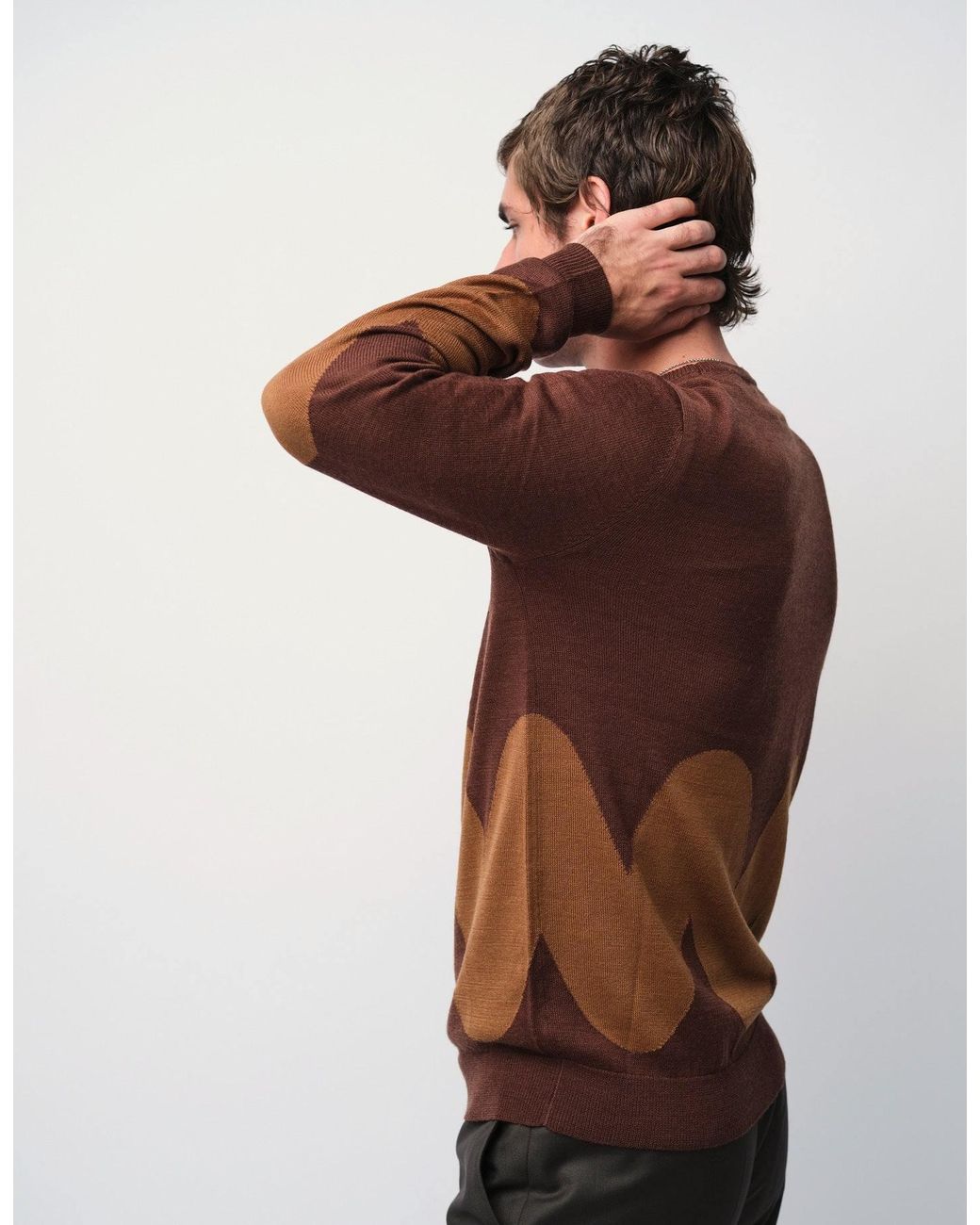 Gresham Blake Brown Zig-Zag Jumper for men