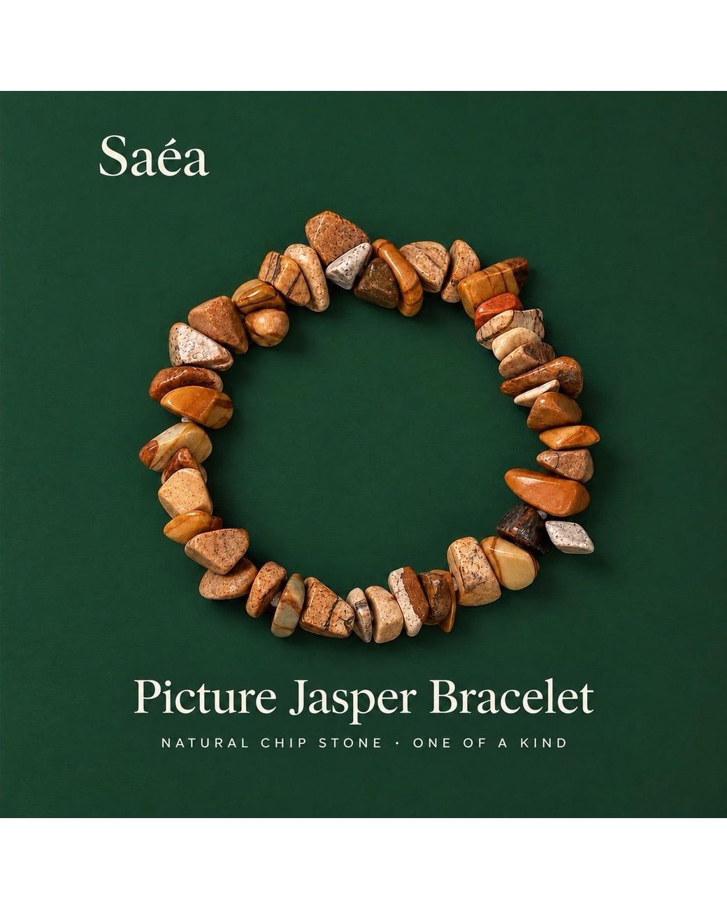 Saéa Metallic Picture Jasper Chunky Chip Stretch Bracelet