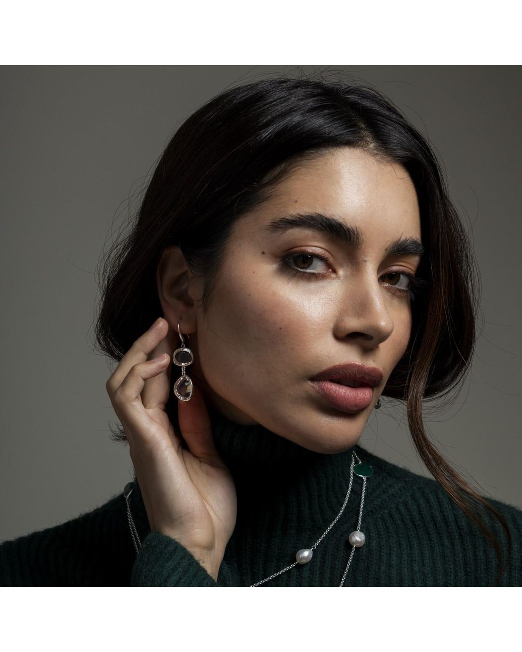 Dower & Hall Metallic Rock Crystal Pebble Drop Earrings