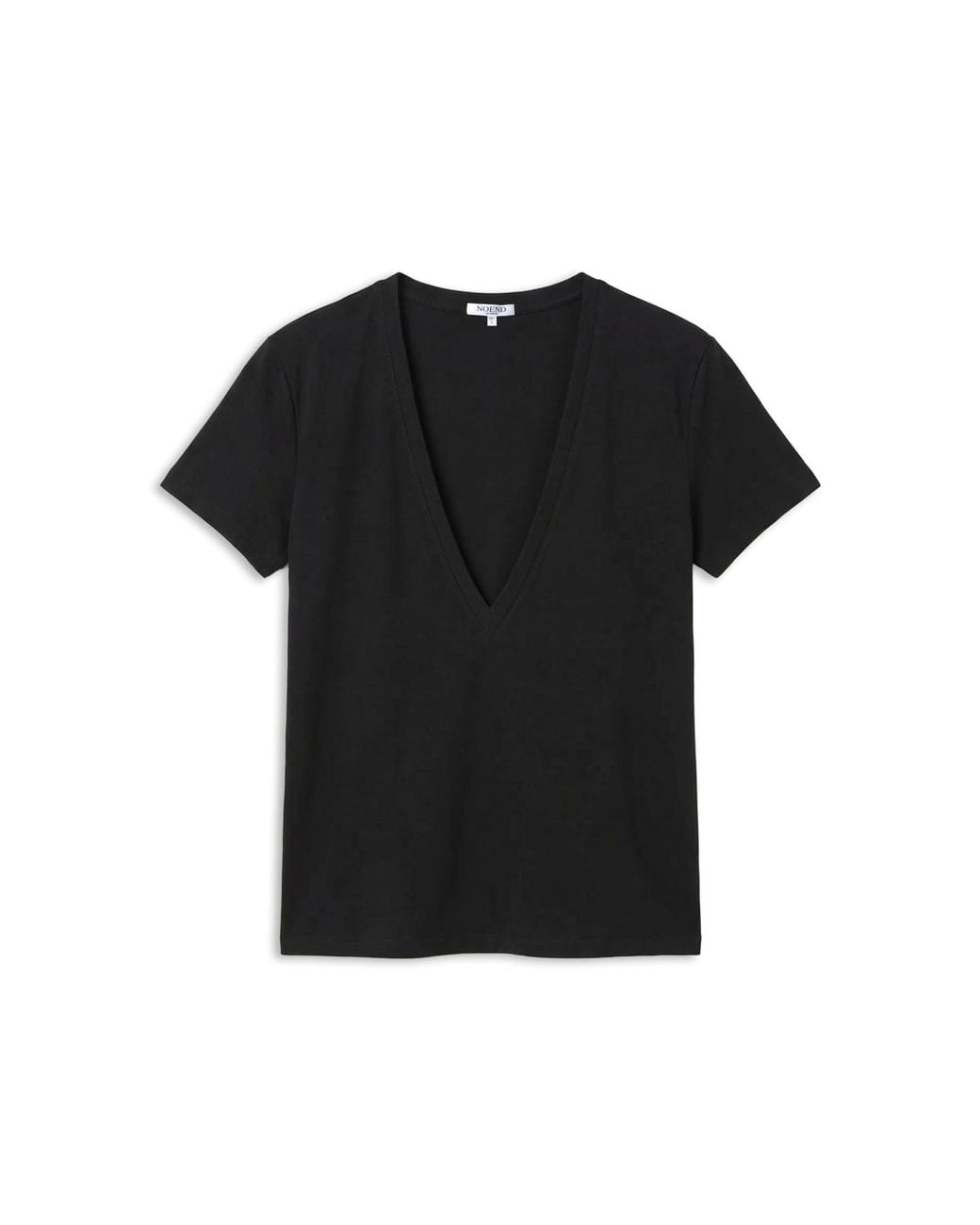 NOEND Black Supima Cotton Plunge V-Neck Tee