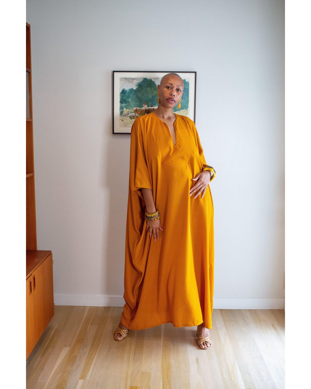 Jennafer Grace Yellow Talitha Cinched Waist Caftan