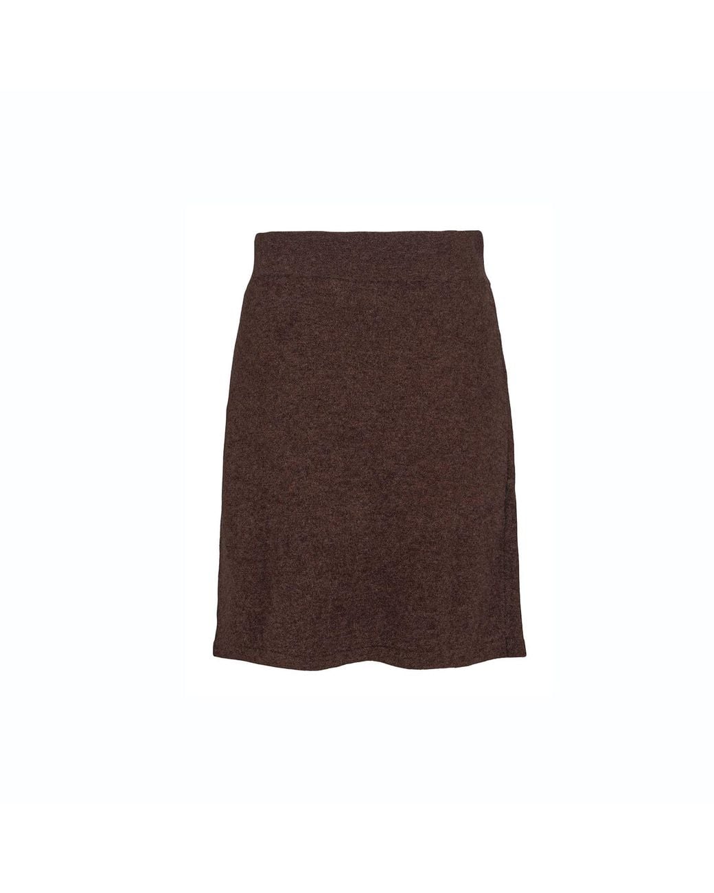 tirillm Brown Anette Merino Wool Skirt With Wrap Front, Dark Melange