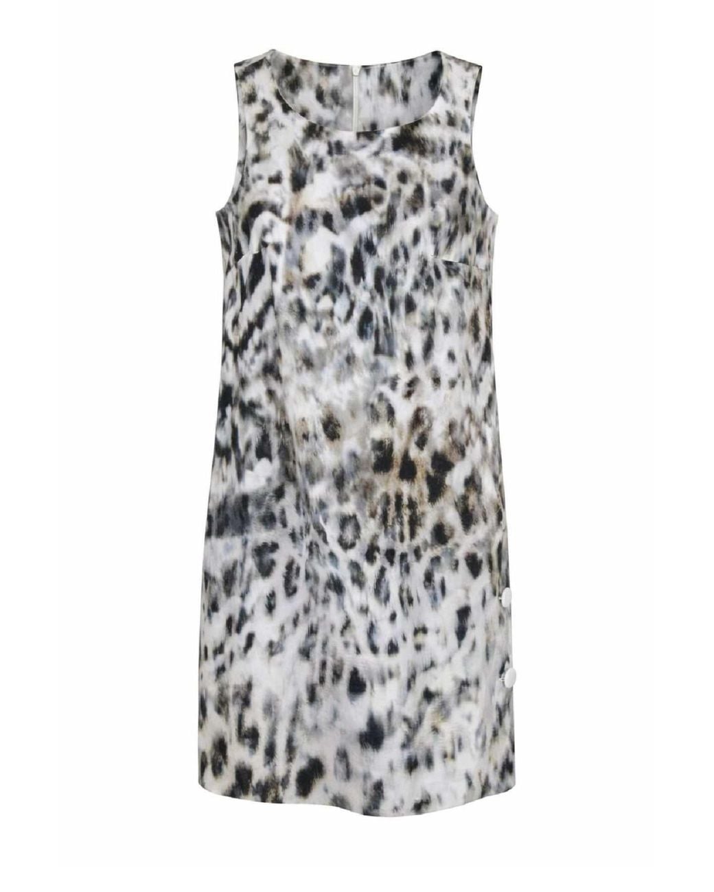 Conquista White Sleeveless Abstract Print Shift Dress