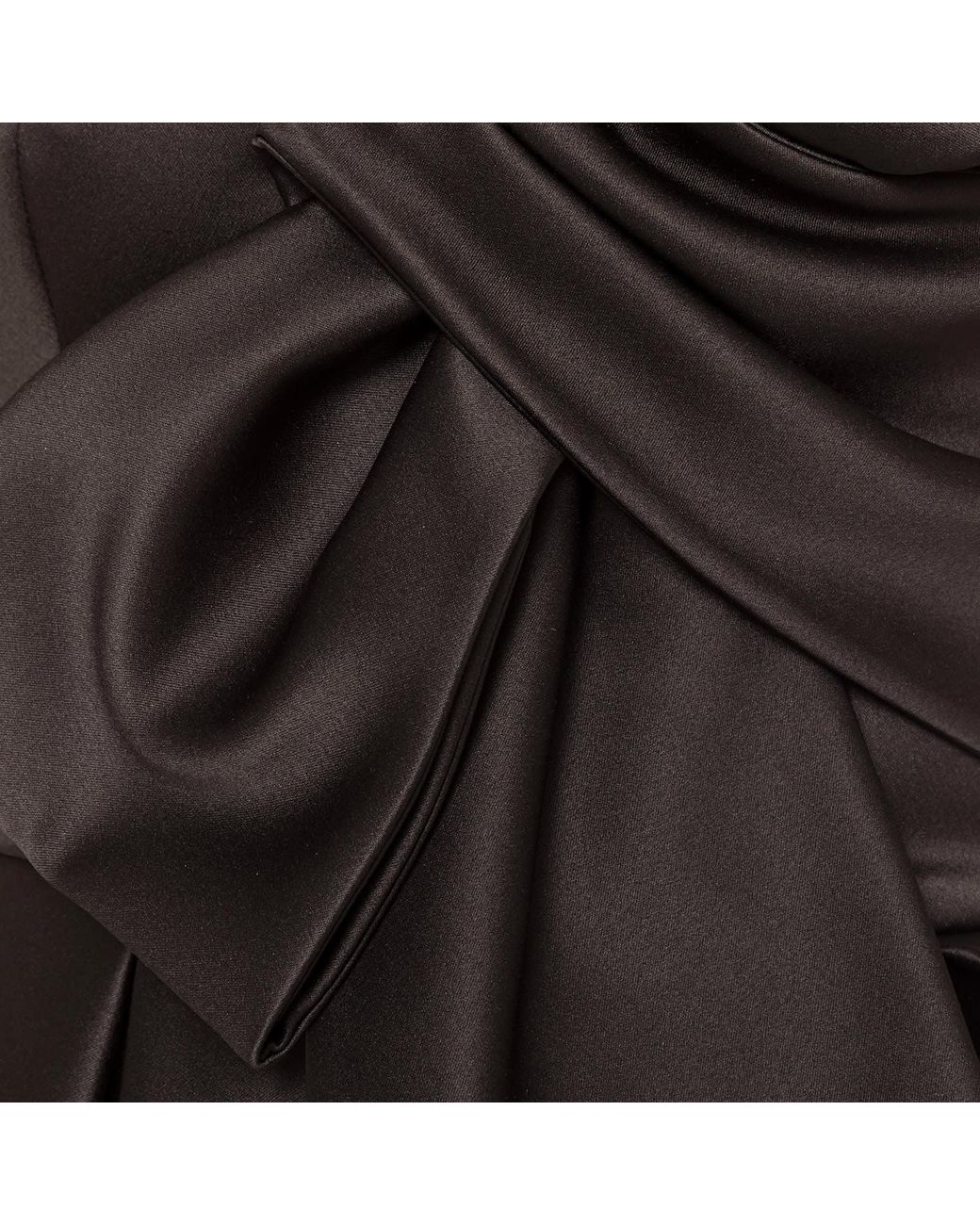 Nissa Black Bow-Detail Taffeta Midi Dress