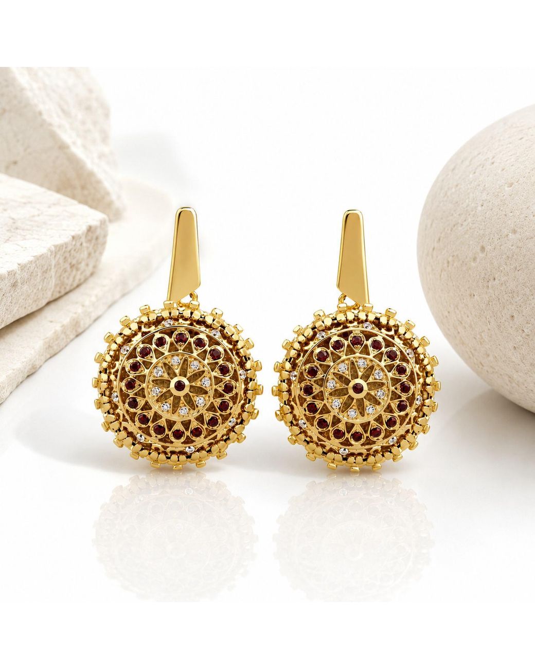 Najiba Metallic Yantra Sacred Geometry Earrings