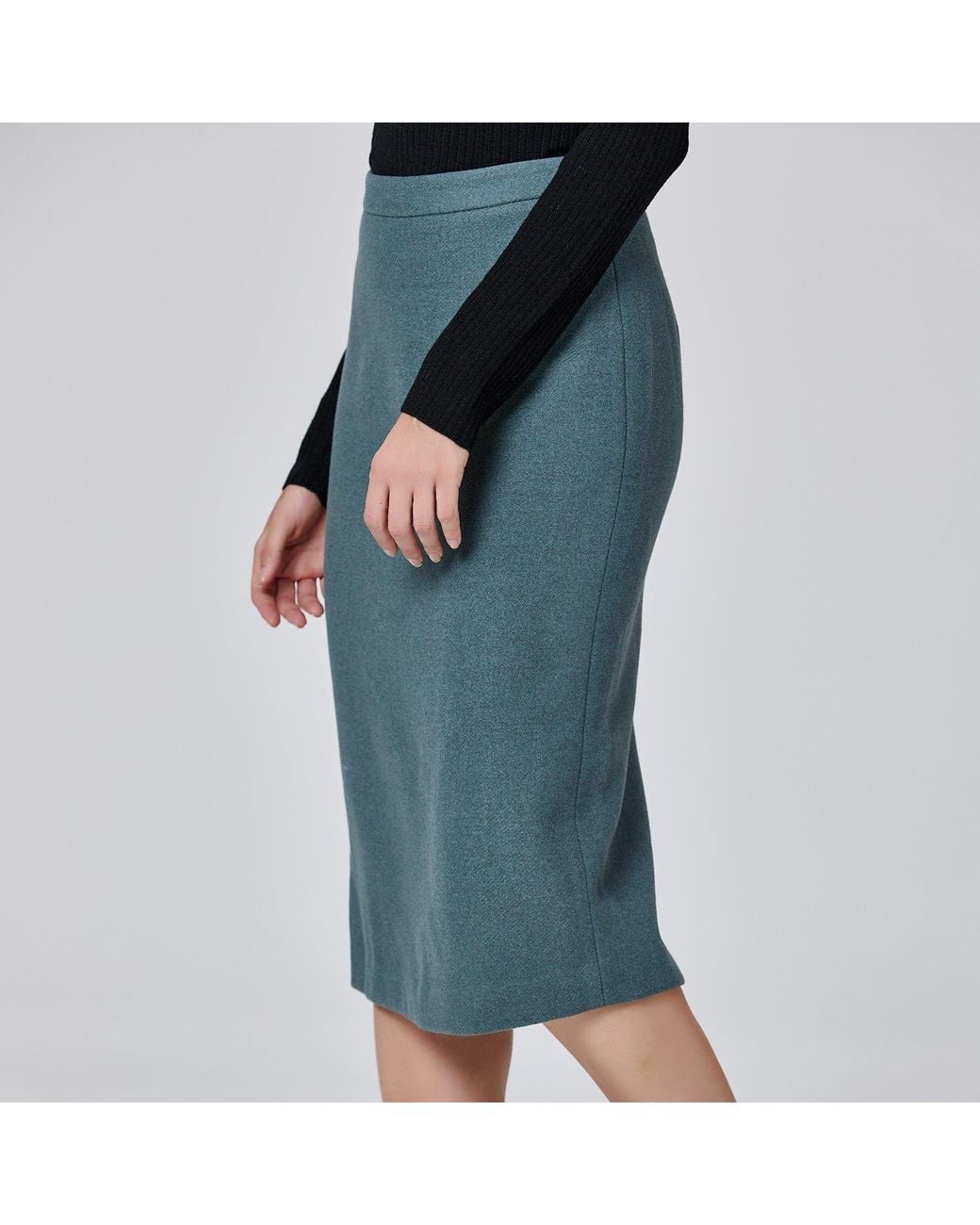 Smart and Joy Blue Straight Minimalist Skirt