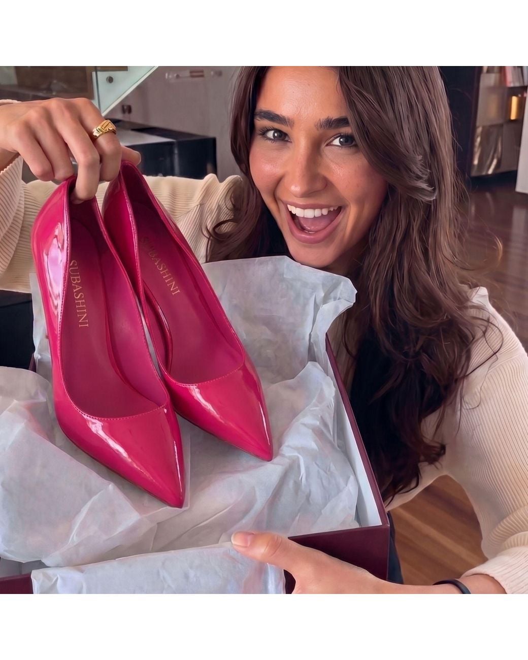 Subashini Heels Pink Fuchsia Mirror Stiletto Pumps