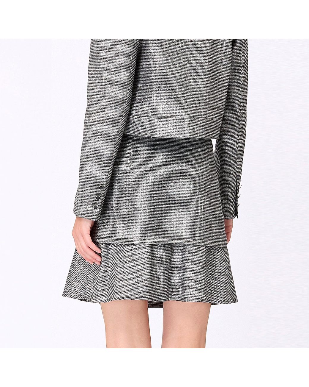 Smart and Joy Gray Short Skirt With Patch Pockets And Wide Ruffle
