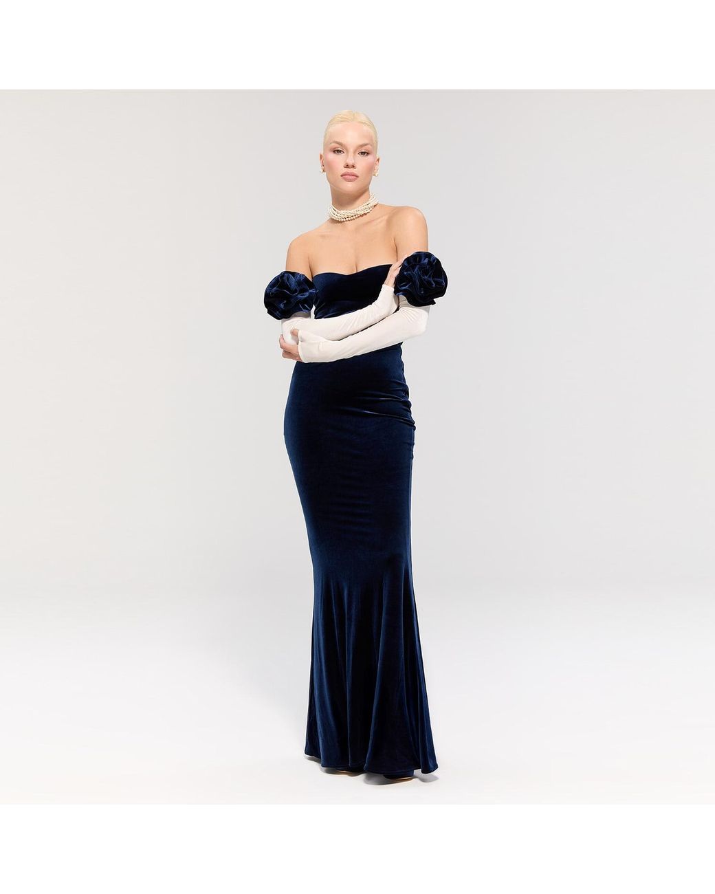 Nur Karaata Blue Versailles Rose N & W Gown