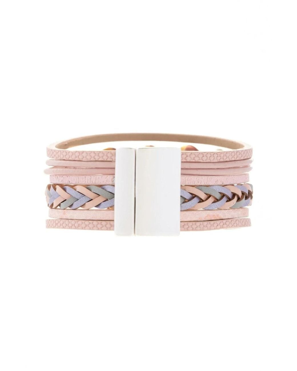 Saachi Pink Leather Wooden Beaded Bracelet