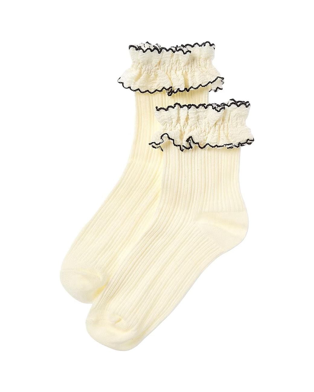 HIGH HEEL JUNGLE by KATHRYN EISMAN Natural Sheer Frilly Socks